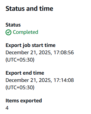 Time taken for Exporting Dynamo Table to S3 bucket