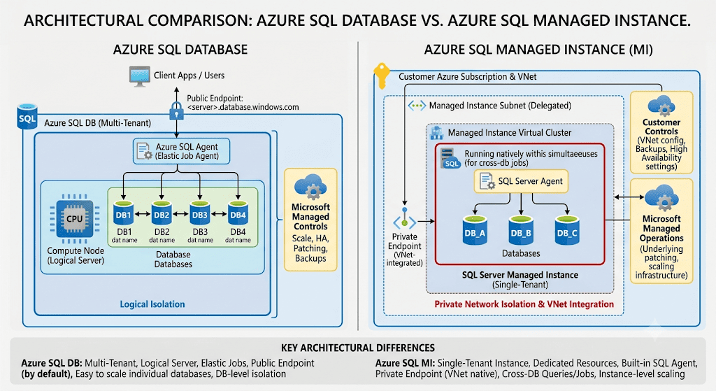 Azure SQL DB vs SQL MI architecture difference