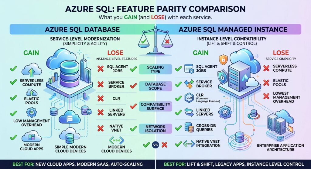 Feature Parity : SQL DB vs SQL MI in Azure