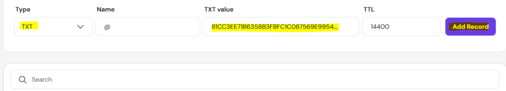 Adding TXT record in Hostinger