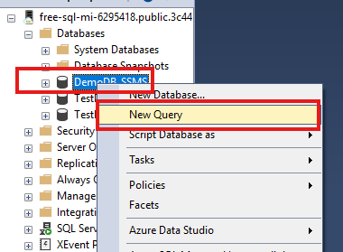 Opening a new query in SSMS for a database