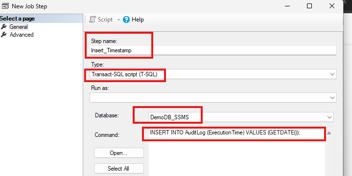 Add Step in Agent job using SSMS in SQL MI