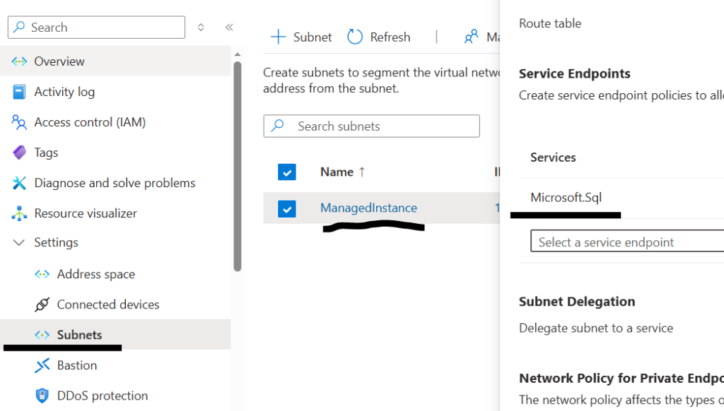 Enable Service Endpoint of Microsoft.Sql in SQL Managed Instance subnet