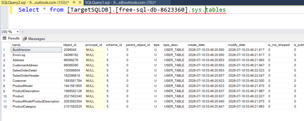 Run a remote query with the SELECT command to retrieve Azure SQL Database tables from a SQL Managed Instance linked server.